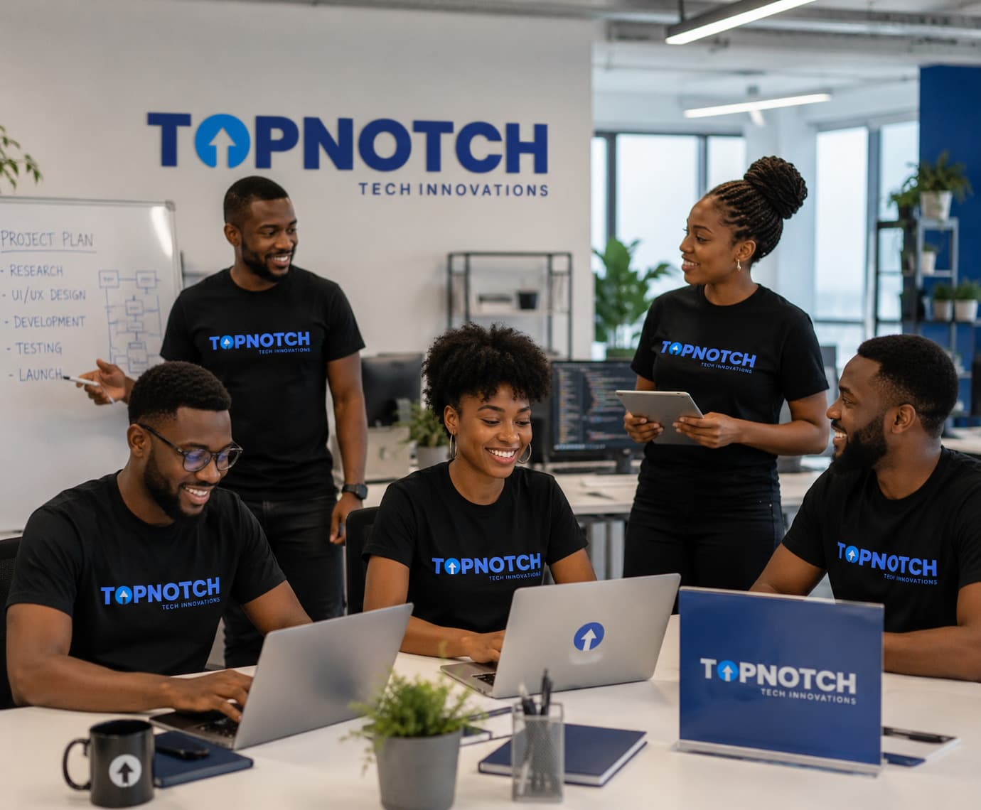 Topnotch Tech team discussing a project